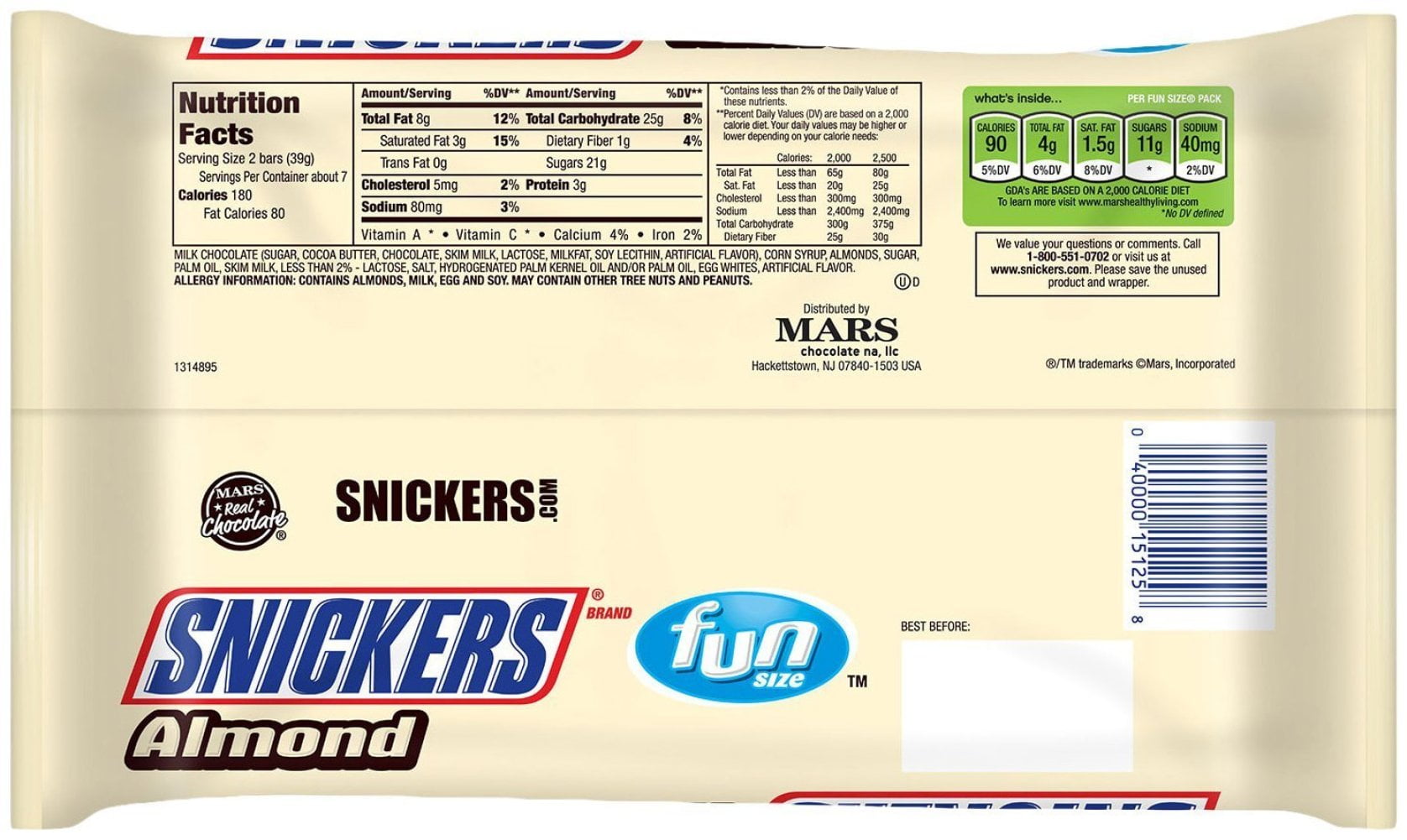 Snickers Almond Fun Size Candy Bars - 10.23-oz. Bag - All City Candy