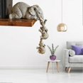 thumbnail image 3 of Figura de elefante madre colgante de 3 piezas con dos bebés, de resina, para decoración del hogar, que cuelga del borde de una estantería., 3 of 4