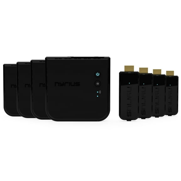 Nyrius ARIES Prime Wireless Video HDMI Transmitter & Receiver for Streaming HD 1080p 3D Video & Digital Audio from Laptop, PC, Cable, Netflix, YouTube, PS4 to HDTV - NPCS549 (Pack of 4)