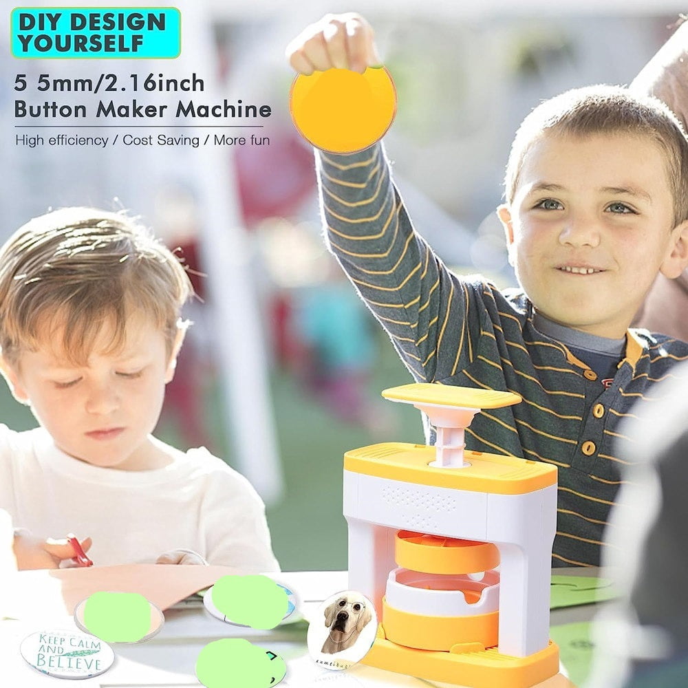 Kid Badge Button Maker Machine with 48Pcs Button Parts+Picture DIY Pin Badges Maker Machine Set ,Beginner-Friendly