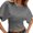 Grey, variant on Womens Plain Tshirts Women Solid Basic Round Neck Short Sleeve Loose Irregular Hem Pullover Black L