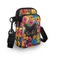 thumbnail image 3 of HELLHERO Black Cat Flower Adult Women Shoulder Bag, Double Zipper Sling Bag, Outdoor Daily Use, 3 of 7