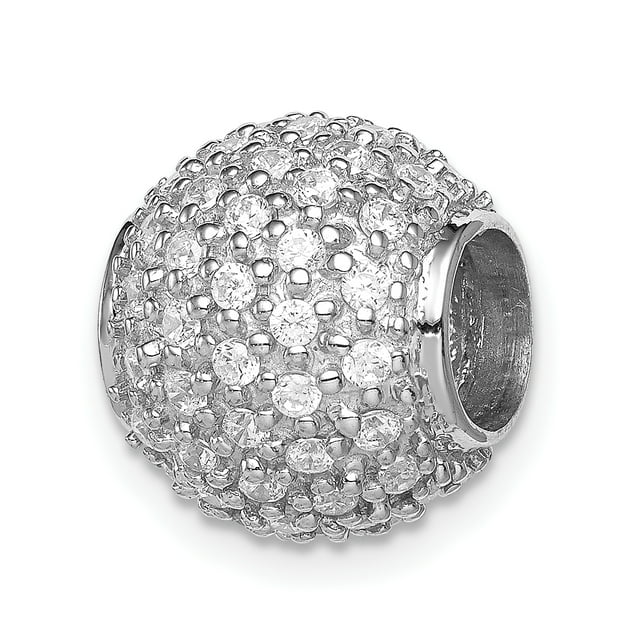 925 Sterling Silver Cubic Zirconia Cz Bead Floating Open Chain Slide Pendant Necklace Charm
