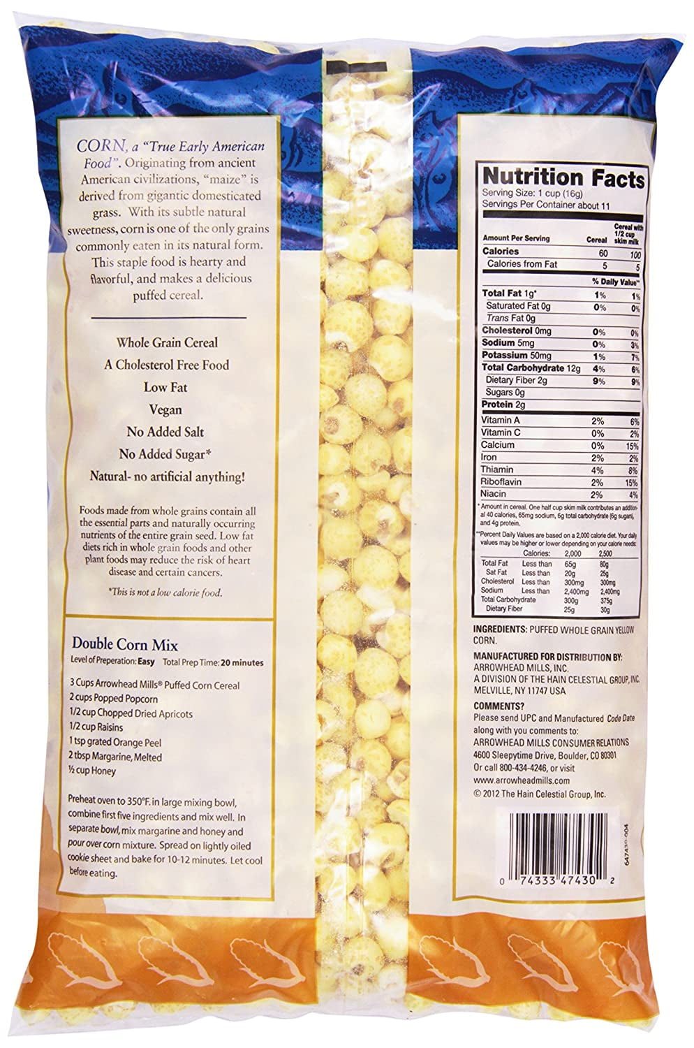 Arrowhead Mills Puffed Corn Cereal, 6 oz [Pack of 12]