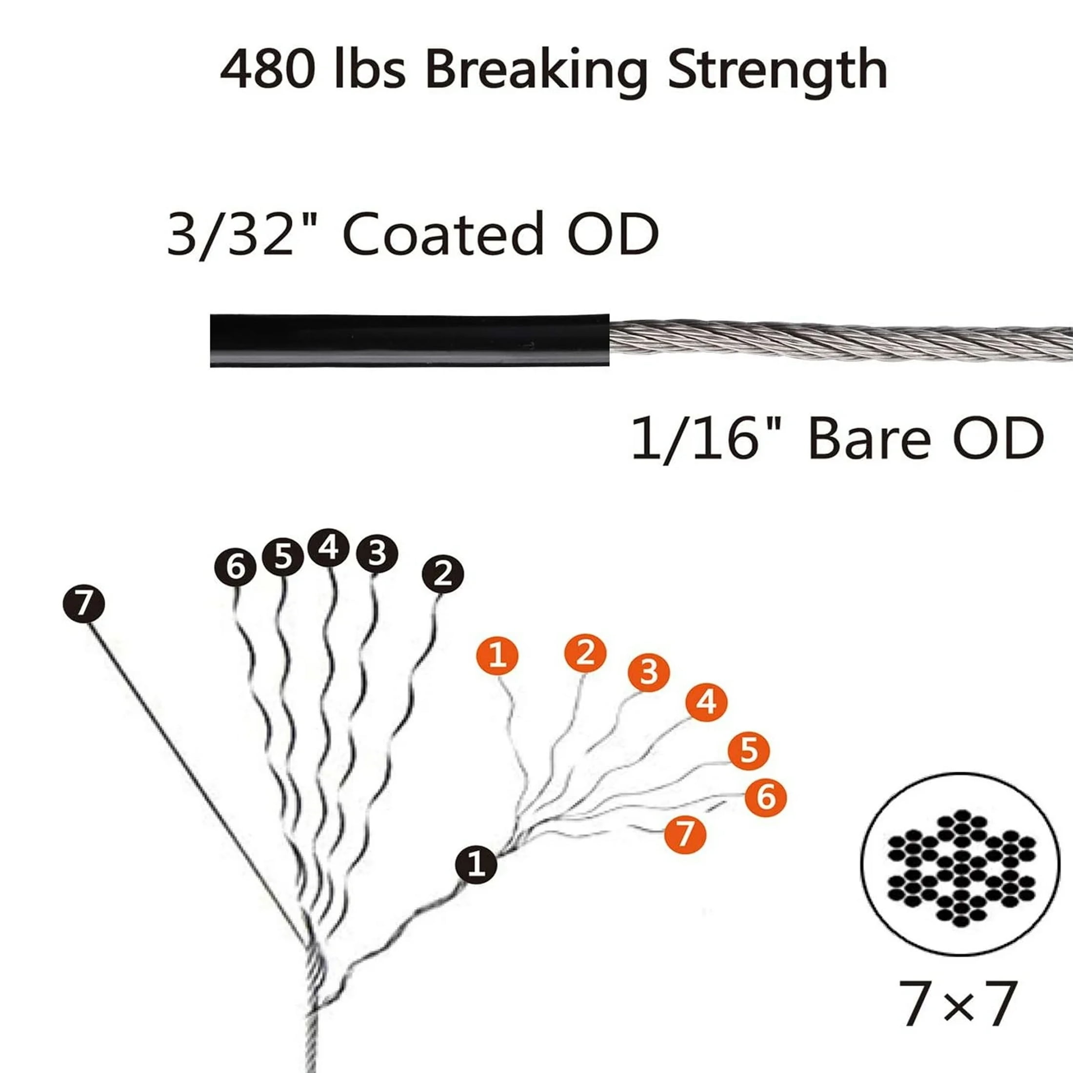 String Lights Hanging Kit, 300ft Nylon-Coated Stainless Steel Wire Rope Cable, Turnbuckle and Hooks