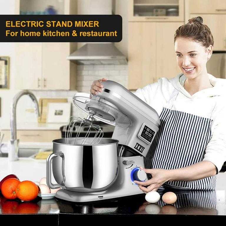 New Upgrade Food Mixer, 8 QT Electric Kitchen Mixer, 660W 6+0+P