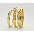 thumbnail image 4 of Bluebelljewels 14K Yellow Gold Plated Round Cut Diamond Engagement wedding Trio Ring Set, 4 of 5