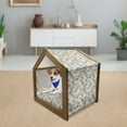 thumbnail image 3 of Grunge Pet House, Bullseye Hexagon Pattern with Worn out Backdrop Design with Pale Tones, Outdoor & Indoor Portable Dog Kennel with Pillow and Cover, 5 Sizes, Navy Blue Orange Beige, by Ambesonne, 3 of 5