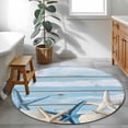 thumbnail image 3 of Round Rugs 3Ft, Blue Coastal Vintage Round Area Rug Washable Indoor Throw Carpet, Ocean Starfish Farmhouse Board Small Non Slip Circle Rug for Bedroom Living Room Home Decor Aesthetic, 3 of 8