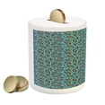 thumbnail image 2 of Leaves Piggy Bank, Foliage Pattern with Retro Inspirations Plant Silhouettes Design Spring Theme, Ceramic Coin Bank Money Box for Cash Saving, 3.6" X 3.2", Taupe Blue Green, by Ambesonne, 2 of 4