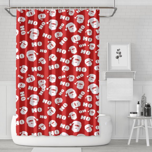 Red Christmas Santa Pattern Shower Curtain 72"x72" ,Bathroom Decorative Shower Curtains Set with 12 Hooks,Modern Waterproof Washable Shower Curtain