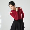 thumbnail image 2 of Traje de baile latino para mujer adulta, camiseta de manga larga, ropa de práctica de baile, ropa de baile modal negra, cuerpo, 2 of 5