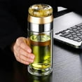 thumbnail image 5 of Tanxxt Water Pitcher With Lid Infusifie Tea Infuser Double Layered Glass Tea Infuser Bottle Tea Steeper For Loose Tea Portable Tea Water Separation Tea Cup Glass Tea Cup ,Brown,7.48*2.45 Inch, 5 of 9