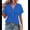 Blue, variant on Womens Short Sleeve Henley V Neck Tops White XXL