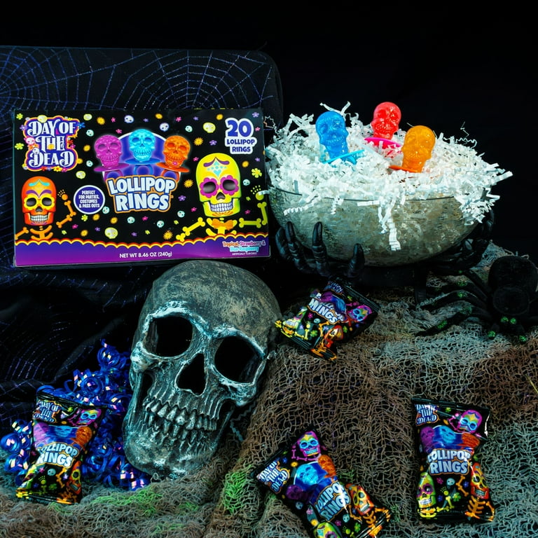 Flix Candy Halloween Day of The Dead Lollipop Rings, Assorted