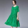thumbnail image 2 of Vestidos de verano para mujer, color verde, naranja y negro, manga corta, sueltos, informales, para mujer, 2 of 5