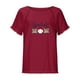 thumbnail image 4 of Blusa de manga corta con estampado regular de flecos y cuello redondo de algodón y cáñamo para mujer OAVQHLG3B Store  lin121212, 4 of 5