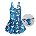 thumbnail image 5 of Yuyamidu Blue Sharks Girls One Piece Swimsuits with Skirt Quick Dry Bathing Suit Summer Beach Swim Dress Hawaiian Sleeveless Twirly Swimsuit, 5 of 7