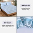 thumbnail image 4 of RUVANTI 100% Organic Cotton Sheets - King Size Sheet Set - 4 Piece Percale Weave Bedding, Crisp, Cooling & Breathable, Soft & Durable, 16" Deep Pocket, Hotel Quality Sábanas - Nautical Stripes, 4 of 9