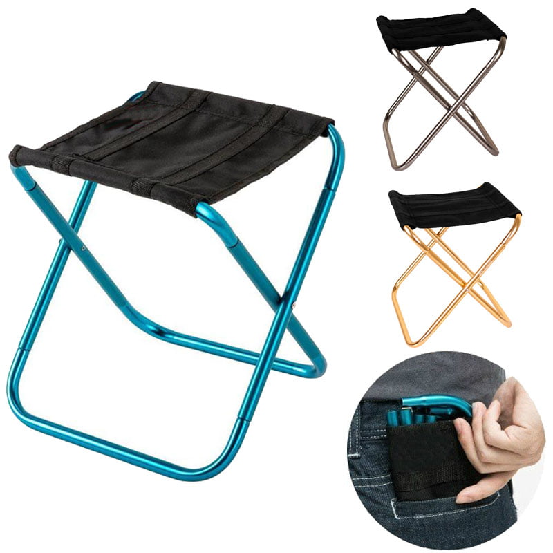 UK Folding Stool Retractable Portable Travel Seat Plastic Camping Fishing Chair 
