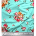 thumbnail image 1 of Soimoi Cotton Poplin Fabric Leaves & Rose Flower Print Fabric by The Yard 42 Inch Wide, 1 of 1