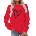 thumbnail image 1 of Besolor Womens Fall Spring Sweatshirt Heart Printed Crewneck Long Sleeve Tops Casual Loose Plus Size Pullover Blouse, 1 of 4