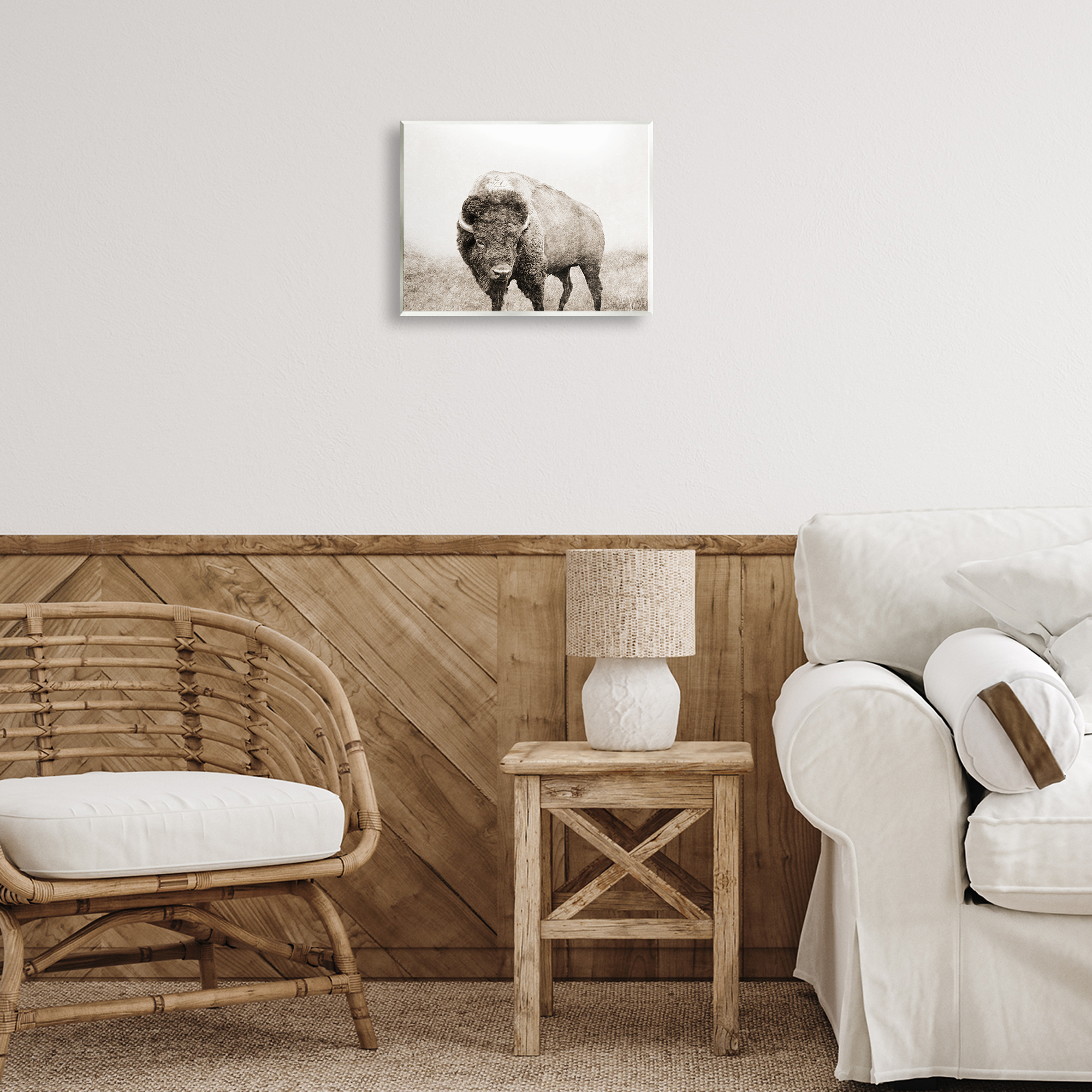 Stupell Industries Bison Distressed Portrait Animals & Insects Photography Unframed Art Print Wall Art, 14 x 11