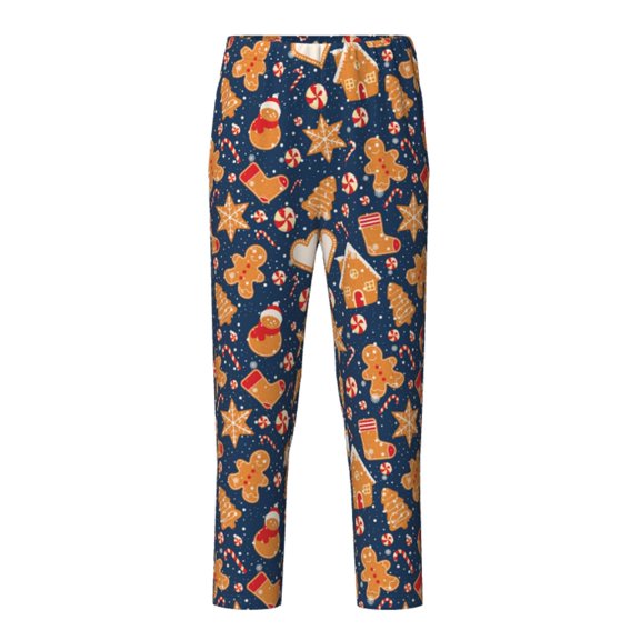 Xecao Gingerbread Delights Print Teenagers' Pajama Pants Long Sleep Pants Soft Elastic Waist Pajama Bottoms Elastic waist with 2 Pockets 5-16 Years-XS(5-6)