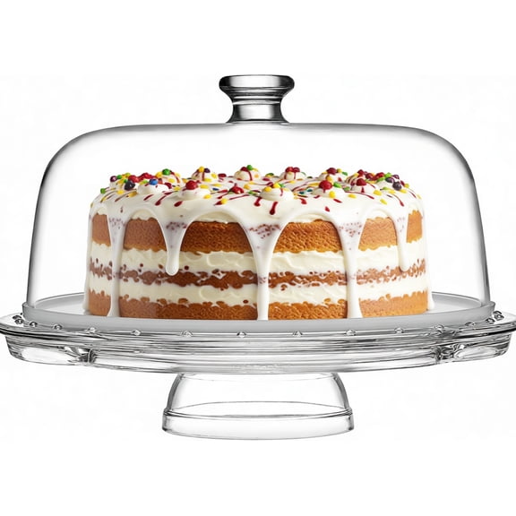 Multifunctional Cake Stand with Lid, Clear Plastic Cupcake Display for Parties, 1 Piece