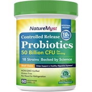 NatureMyst Probiotics 50 Billion per Serving, 18 Probiotic Strains, 60 Veggie Capsules - Non-GMO, Gluten Free