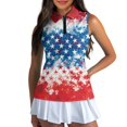 thumbnail image 3 of HUIACONG Patriotic Star Pattern Breathable Women's Golf Sleeveless Shirt, Anti Fade Half Zip Collared Sleeveless Shirts for Tennis Sports Running, 3 of 7