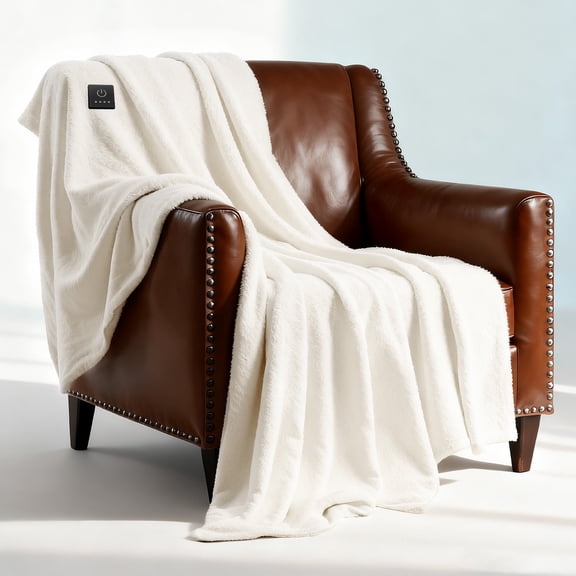 Heated Blanket Electric Throw Blanket with Built-in Button Controller 50"x60" One-Touch Heating Electric Blanket with 4 Heat Levels & 4 Hours Auto-Off Overheat Protection Cozy Soft Flannel