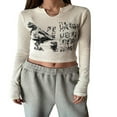 thumbnail image 1 of Women Ribbed Top Ladies Long Sleeve Solid Color Over Navel Crop Tops, 1 of 5