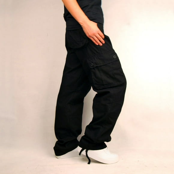 2023 Cargo Pants for Men on Clearance Plus Size Solid Color Multi-Pocket Washed Overalls Outdoor Cotton Casual Pants Trousers