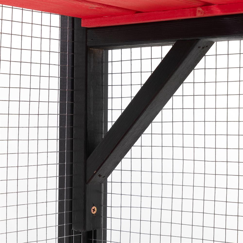 GVN Cat Catio Enclosure, Cat Cage House,Gothic Outdoor Large Cat Catio, Wood Cat Enclosure with Platforms and Condos, Black and Red