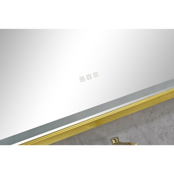 42x24 Inch LED Frontlit Bathroom Mirror with Metal Frame, Wall Mounted Vanity Mirror with Smart Touch Button, Anti-Fog, Memory Function, 3 Colors, Stepless Dimmable Makeup Mirror(Horizontal/Vertical)