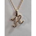 thumbnail image 2 of cadena con dije de inicial letra H, chapa de oro de 18 kilates, zirconias blancas maria Almudena casual, 2 of 3