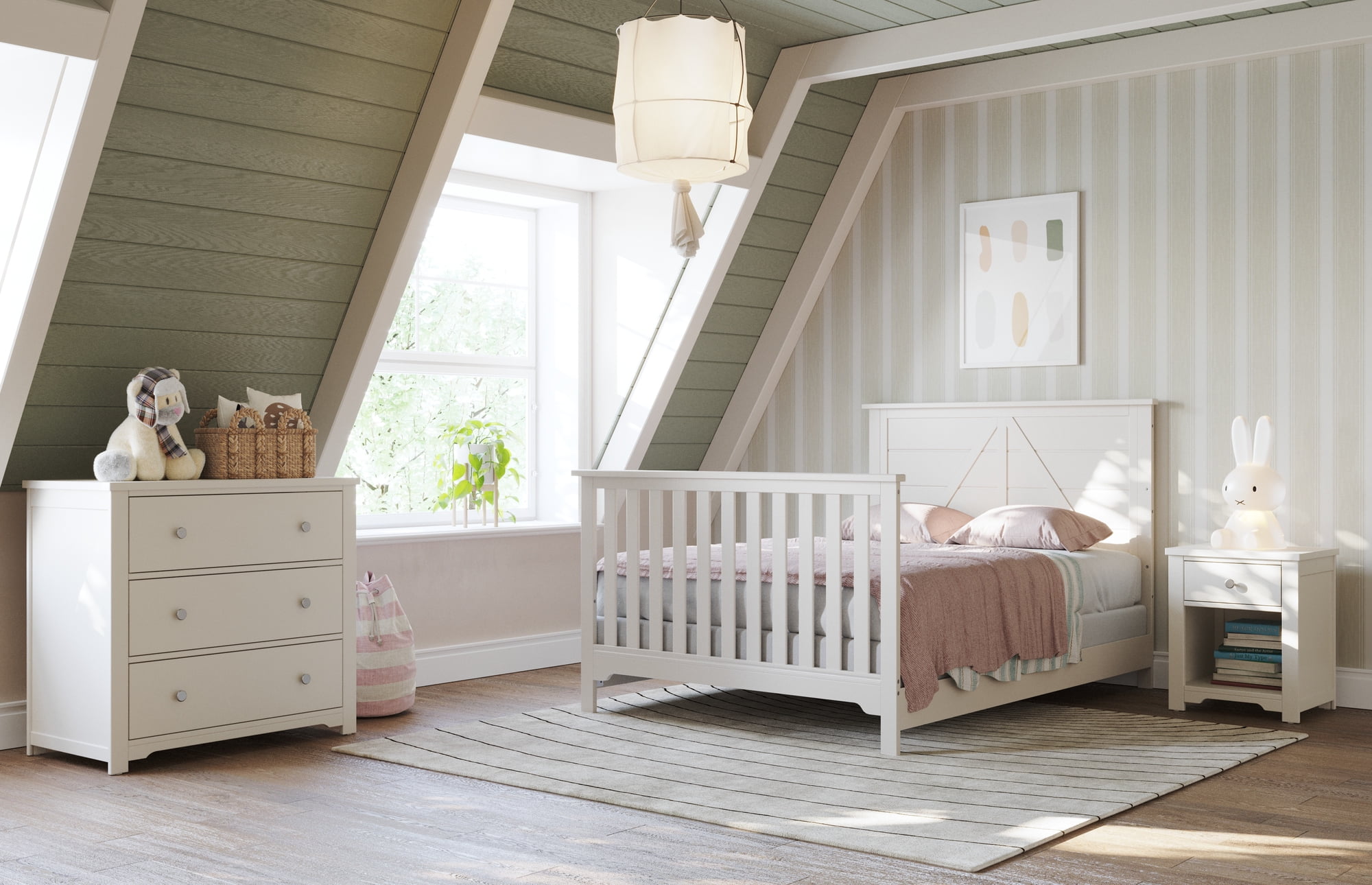Child Craft Full-Size Bed Rail Conversion Kit, Converts 4-in-1 Crib to Bed, Pine Wood, Matte White