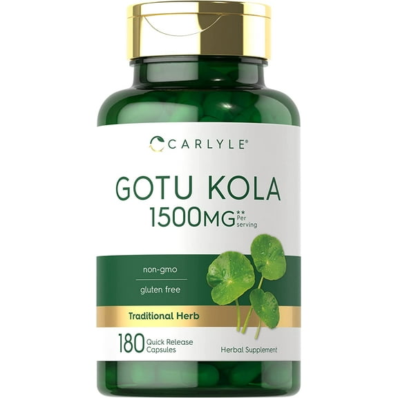 Gotu Kola Capsules | 1500mg | 180 Count | by Carlyle