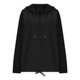 thumbnail image 3 of Dresfit Womens Lightweight Raincoat Zip Up Waterproof Windbreaker Jacket with Hood Hooded Packable Travel Sweatshirts Full Zip Warm Sweaters for Ladies Black 2XL, 3 of 4