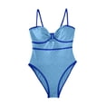 thumbnail image 6 of Womens One Piece Square Neck High Waisted Tummy Control Swimsuit - Solid Color Boho Cutout Vintage Bathing Suit for Beach Summer, 6 of 8