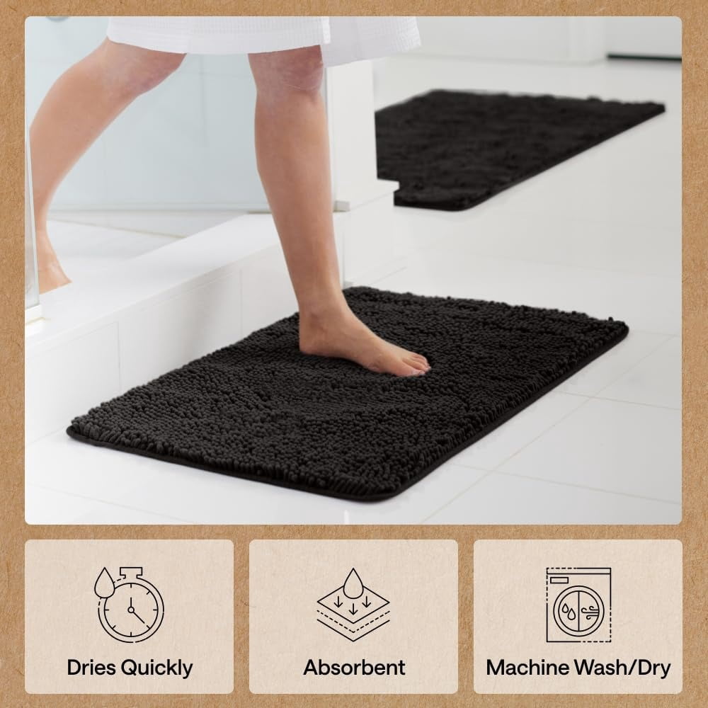 Bath Rug Mat, Thick Soft Absorbent Chenille, Quick Dry Microfiber Mats, Rubber Backing Washable Shower Floor Rugs, US Designed Bathroom Halloween Home Decor Accessories