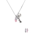 thumbnail image 2 of Delight Jewelry Silvertone 3-D Pink Running Shoe - Love and Lock Charm Necklace, 18"+1", 2 of 4