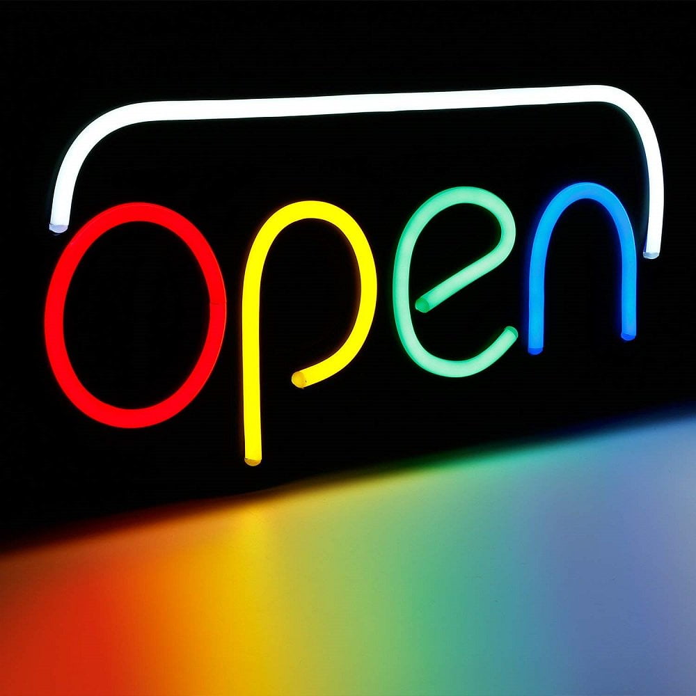 Neon Open Sign 24x12 inch Led Light 30W Horizontal Restaurant Pubs Game Rooms US 