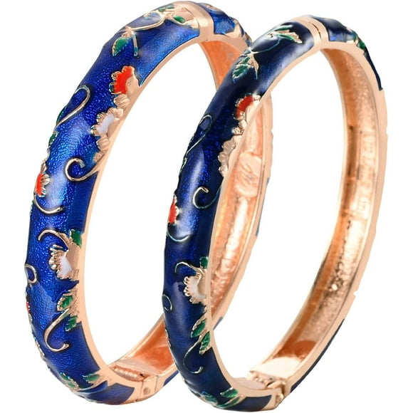 shiyou-Cloisonne Bracelet Butterfly Gold Hinge Indian Cuff Bangle Enameled Jewelry Bracelets for Women Gift Box 55A111