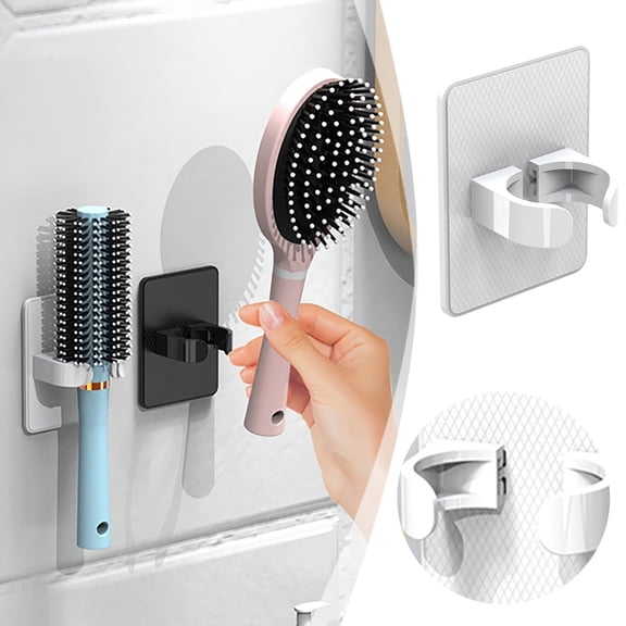 Wall Mounted Adjustable Hair Brush Holder and Dryer Hanger Storage Rack for Organized Bathroom Vanity