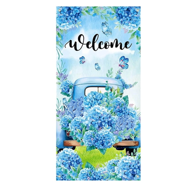 Rideau de Fond pour Cadre de Porte Hello Spring 90x200cm pour Maison et Fête Saisonnière