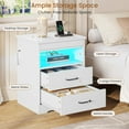 thumbnail image 5 of Set of 2 Nightstand with 2 Storage Drawers and Charging Station, Modern Night Stand Bedside Table with LED Lights and Sliding Desktop, Large End Side Table for Bedroom Living Room, White, 5 of 10
