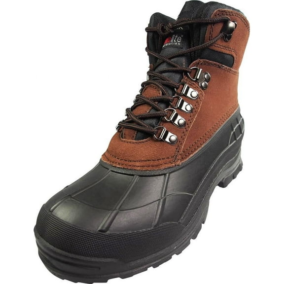 Norty Men's 7 Inch Ankle High Waterproof Leather Panel Thermolite Insulated Snow Boot