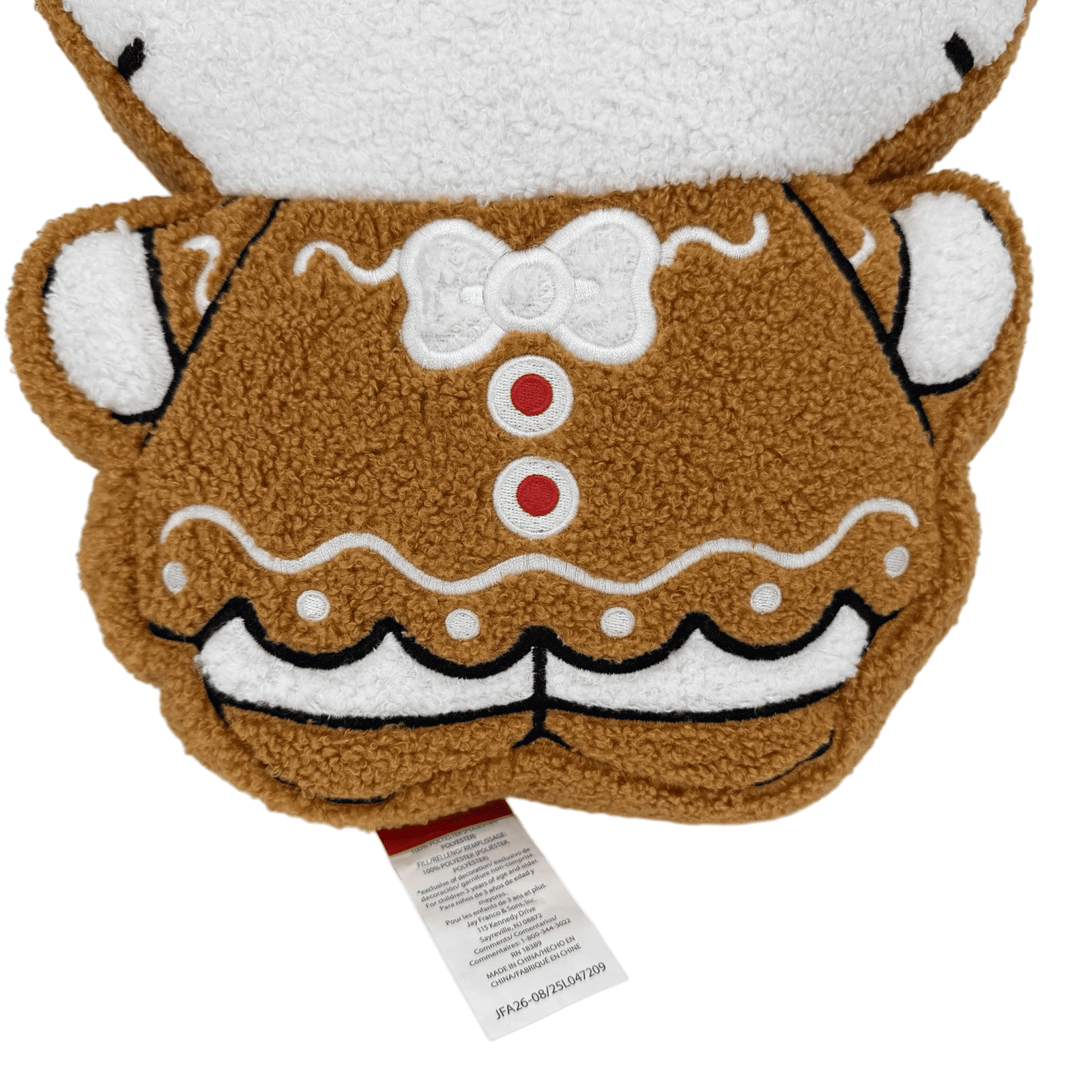 Hello Kitty 2025 Gingerbread Sherpa Plush Pillow, 15" Holiday Edition